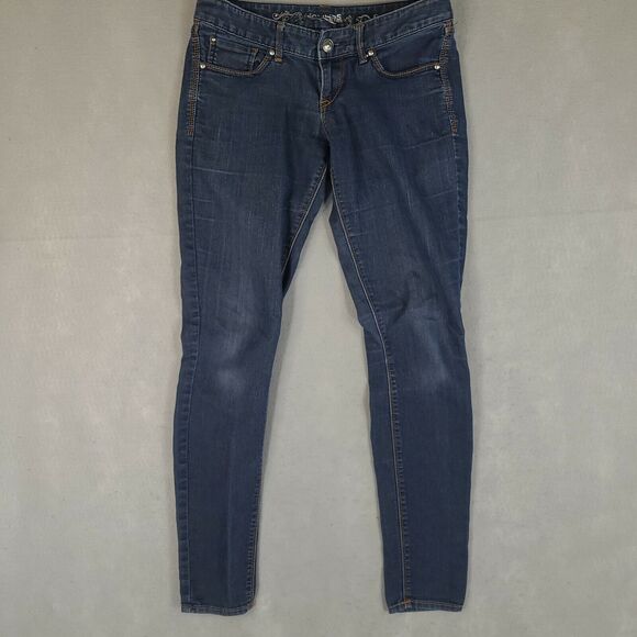 Express Women's Skinny Jeans Size 4 (30x31) Low Rise Dark‎ Wash Blue Denim Pants - Picture 1 of 11